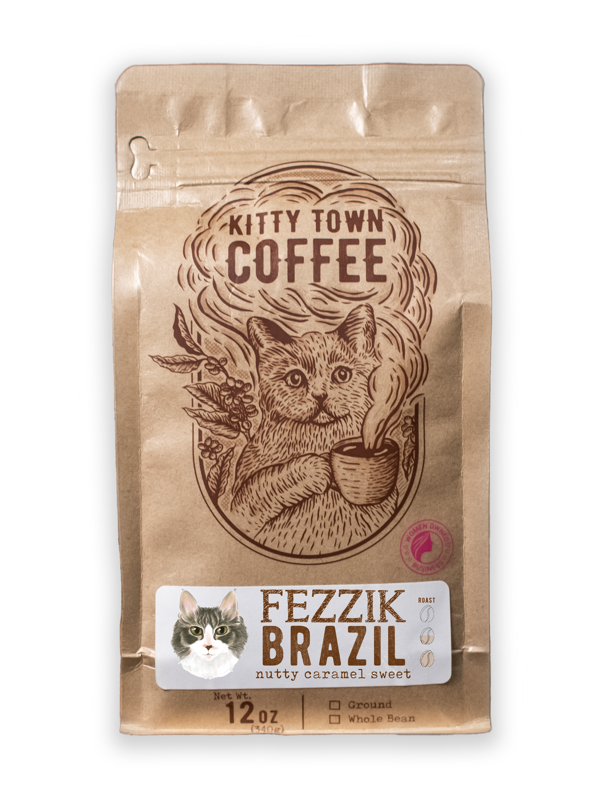 Fezzi J Fezzik: Medium Dark Roast from Brazil - 12oz – Kitty Town Coffee Wholesale